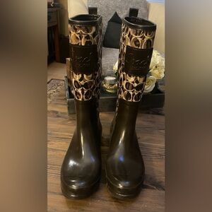 Coach Leopard Print Brown Boots